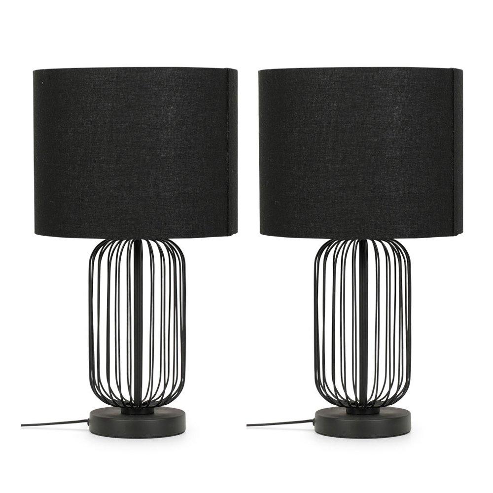 Pair Of Gabbia Black Metal Touch Table Lamps