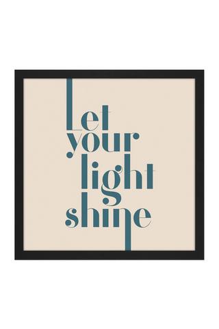 Product Wall Art Print Let Your Light Shine Motivational Square Framed Picture 16X16 Inch Black