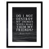 Artery8 Wall Art Print Slate Quote Abraham Lincoln Destroy Enemies Artwork Framed 9X7 Inch thumbnail 1