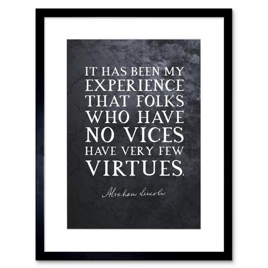 Artery8 Wall Art Print Slate Quote Abraham Lincoln Vices Virtues Artwork Framed 9X7 Inch 1