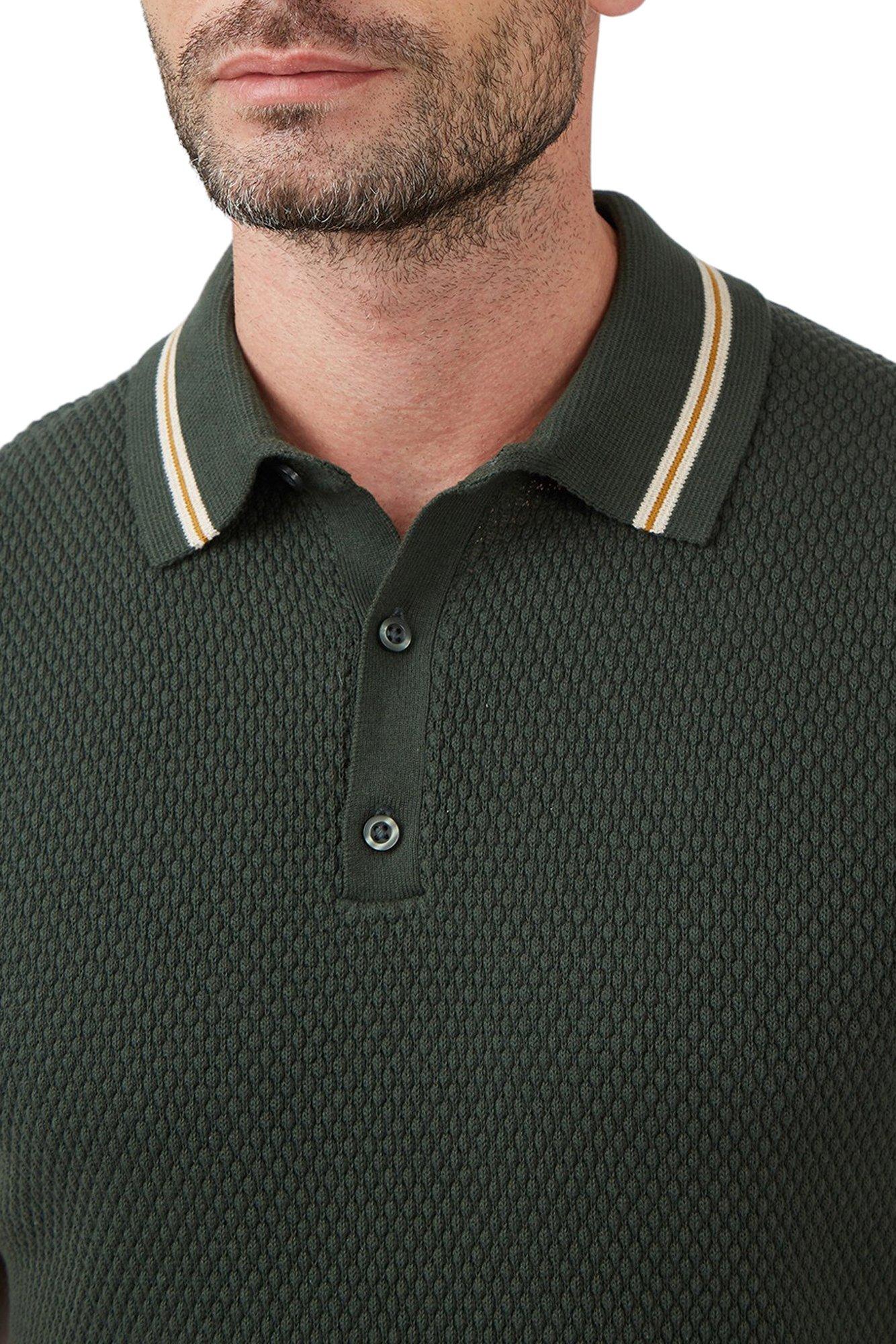 Caramel Henton Textured Knitted Polo Shirt