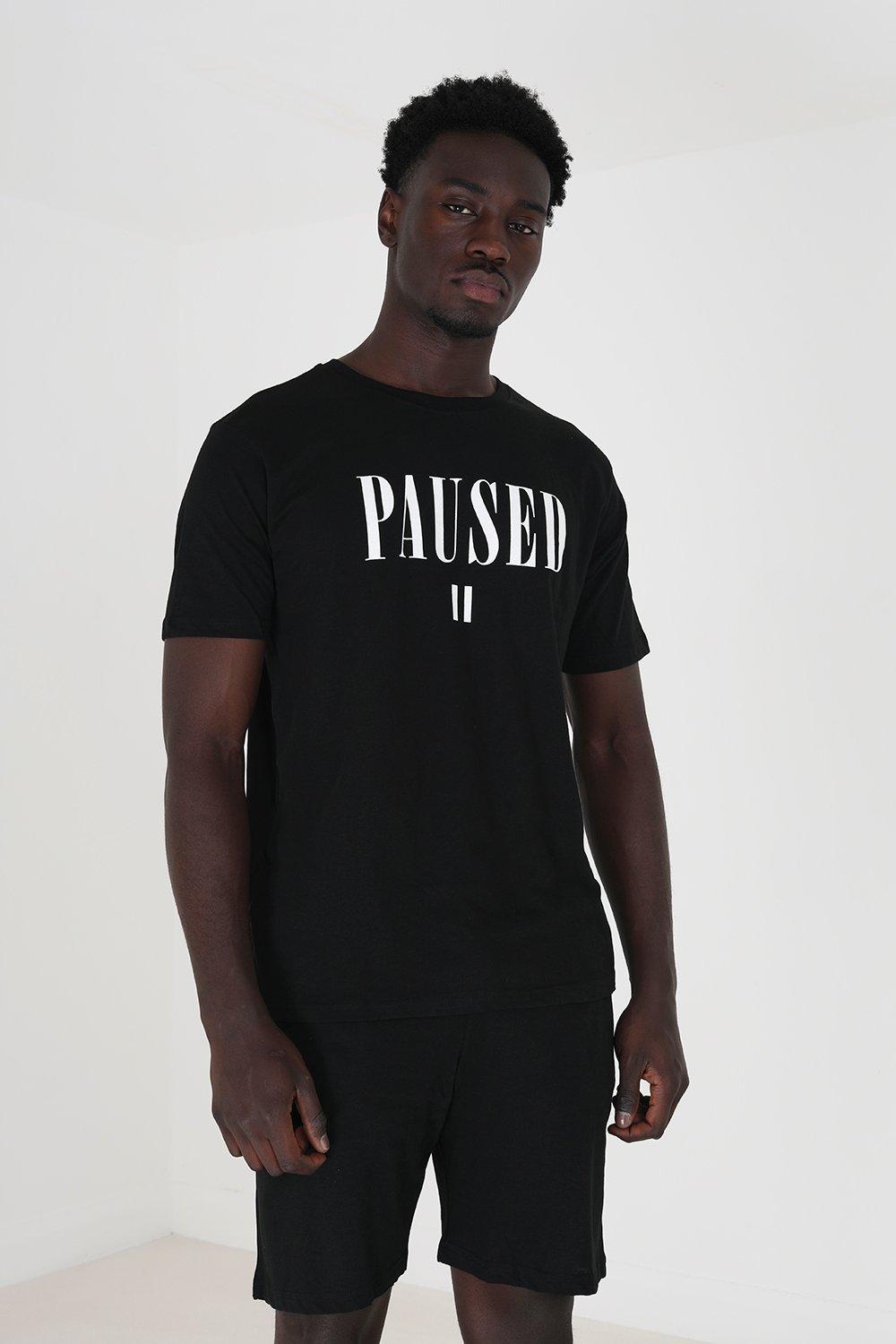 'Paused' Cotton Jersey Front Print Shortie Pyjama Set