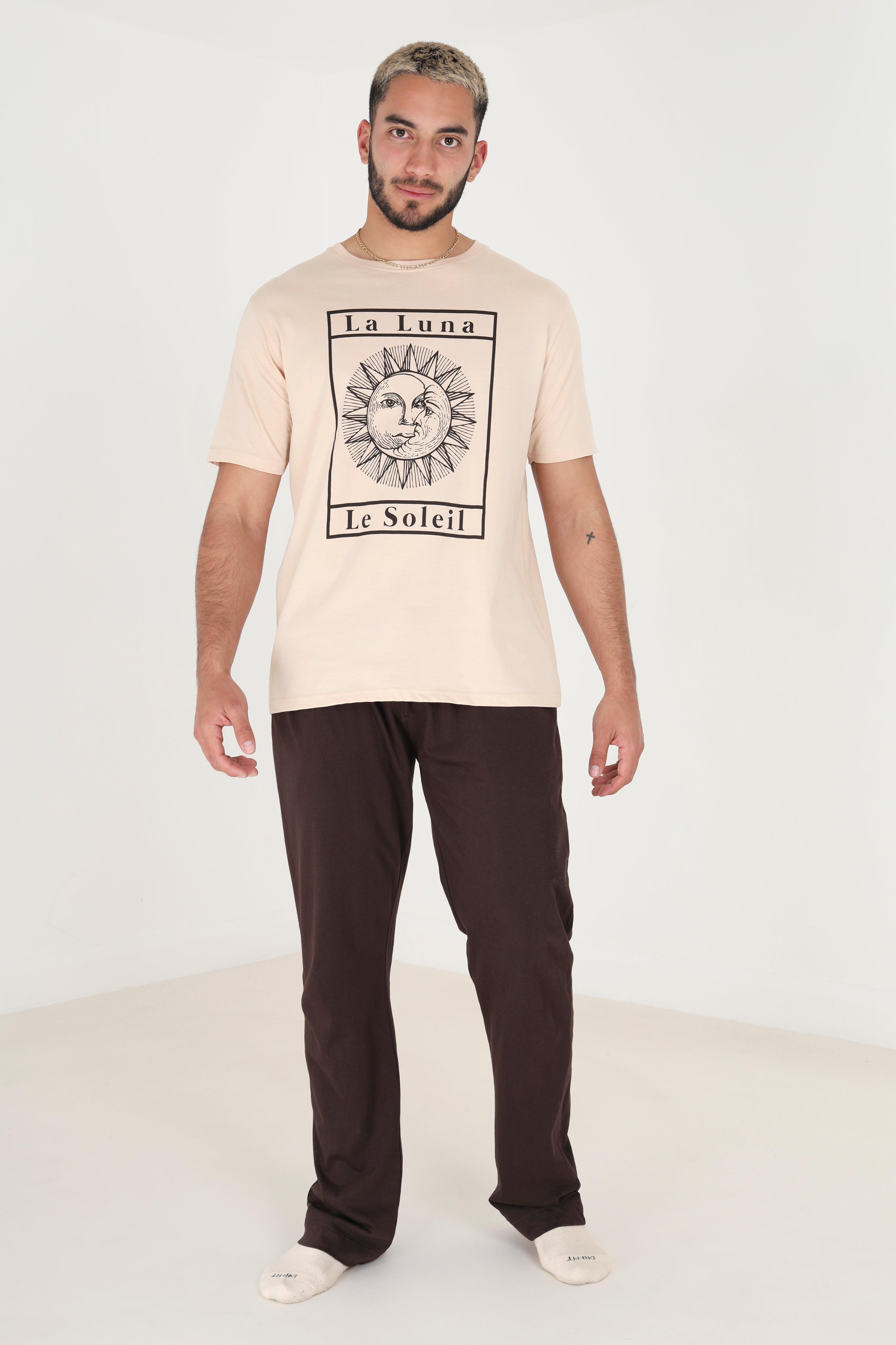 'Laluna' Cotton Jersey Front Print Short Sleeve Pyjama Set
