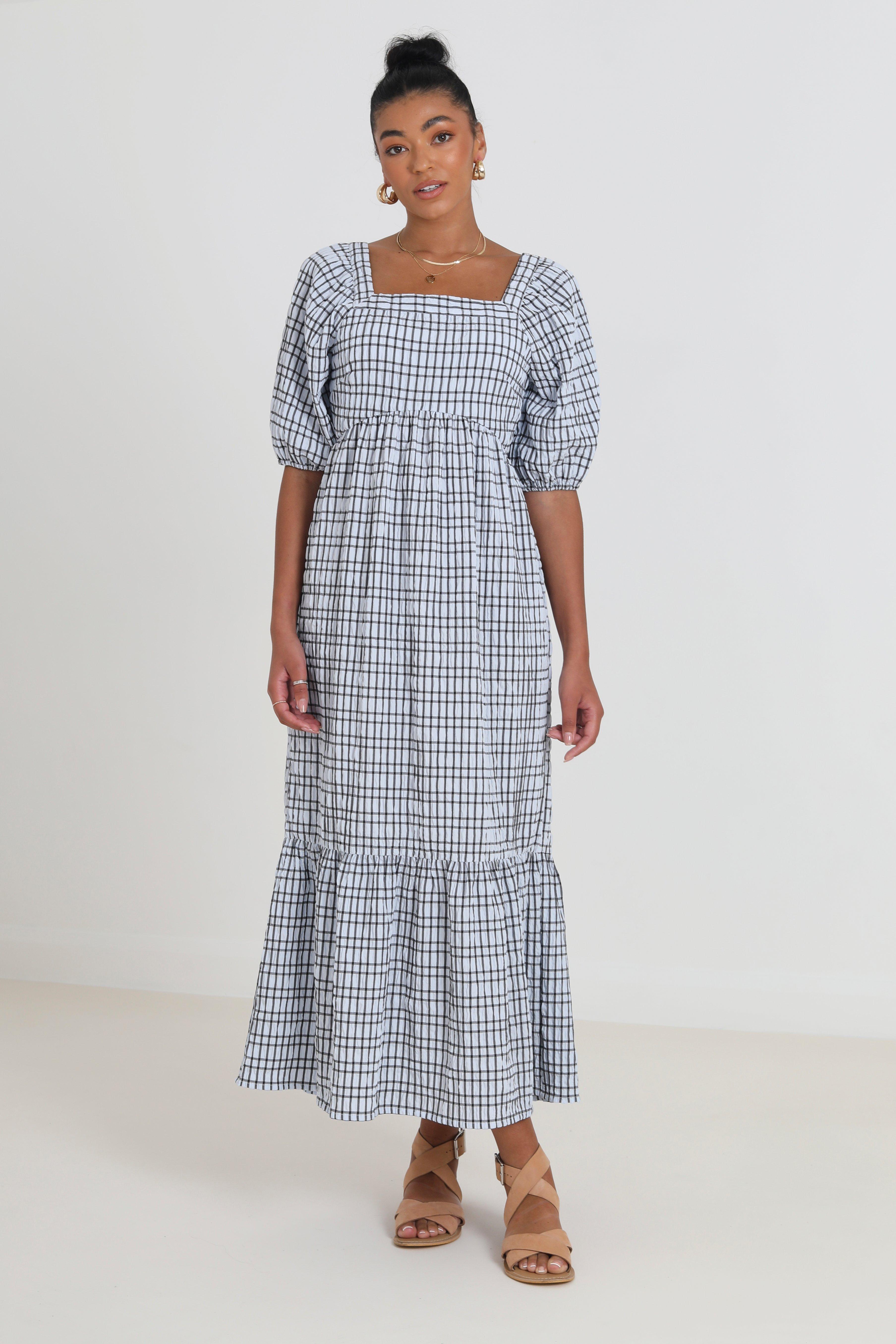 'Carly' Seersucker Maxi Dress With Tie Back