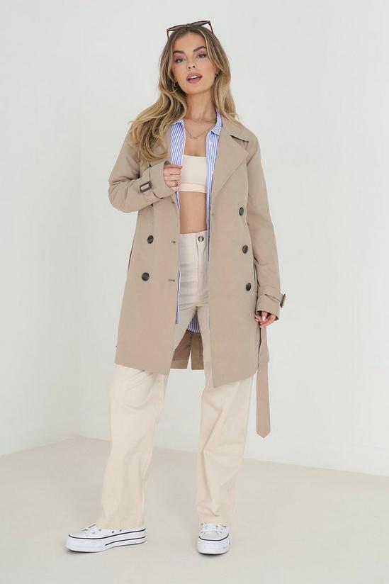 Brave Soul 'Brandy' Double Breasted Short Trench Coat 3
