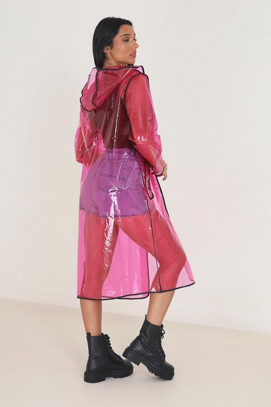 Jackets & Coats | Hooded Longline Rain Mac With Contrasting Binding ...