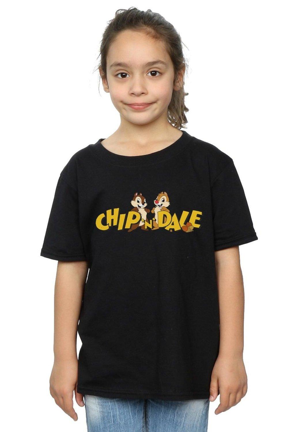 Chip And Dale Character Logo Cotton T-Shirt