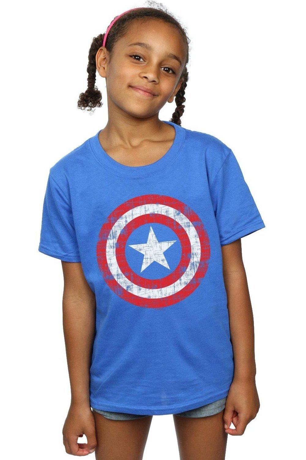 Avengers Captain America Scratched Shield Cotton T-Shirt
