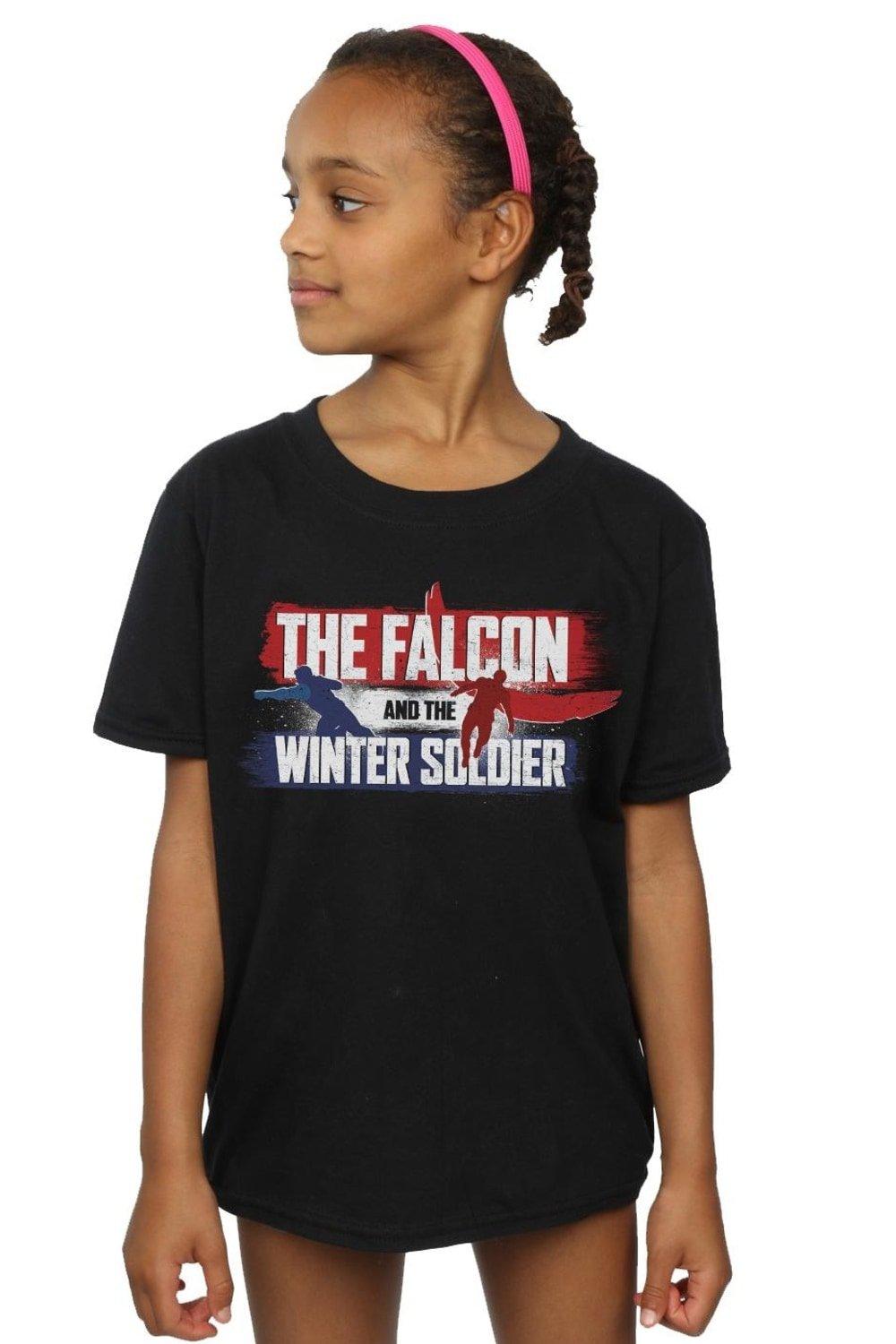 The Falcon And The Winter Soldier Action Logo Cotton T-Shirt