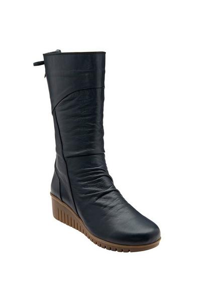 'Dara' Leather Wedge Mid-Calf Boots