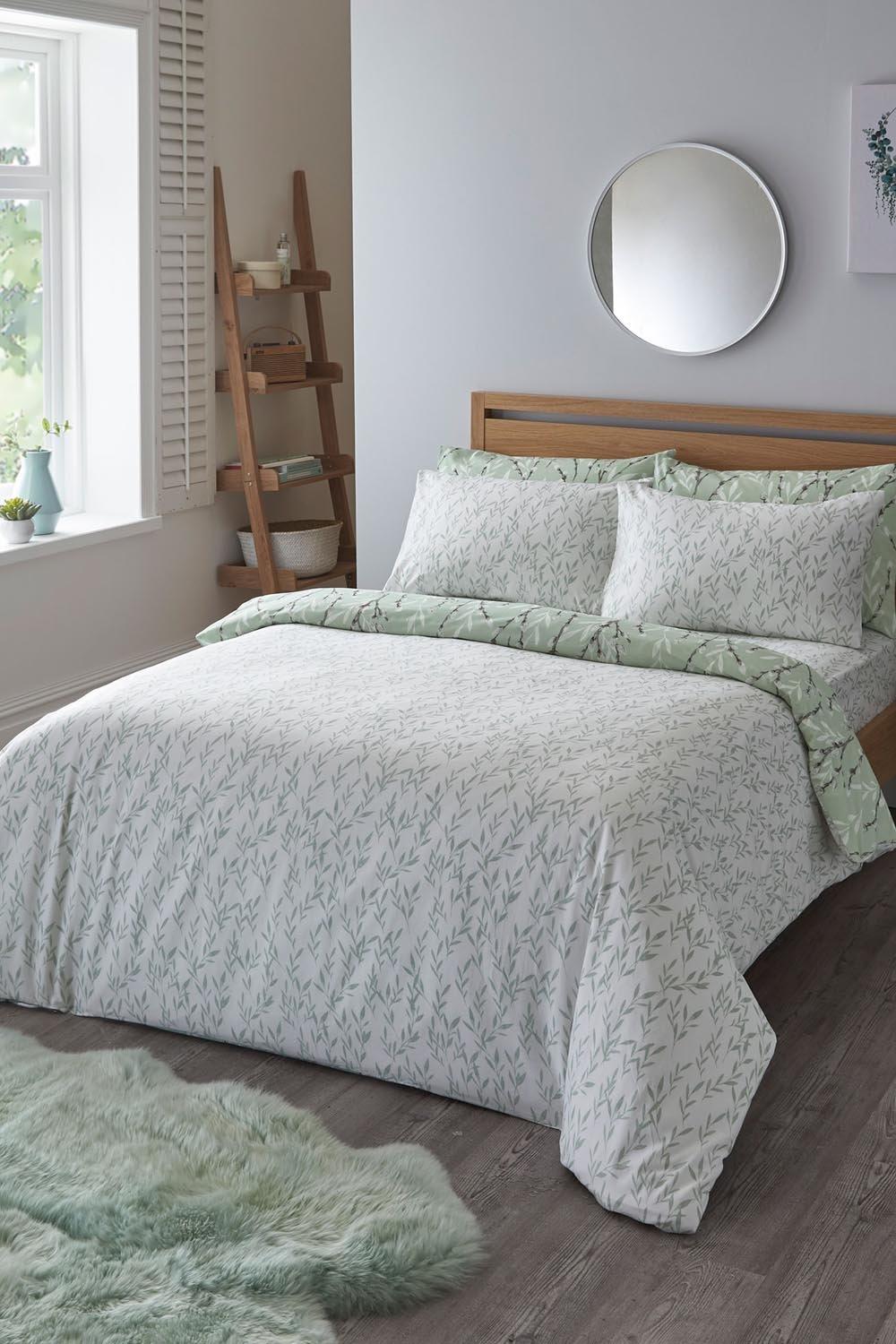 Willow Trail Green Duvet Cover and Pillowcase Set