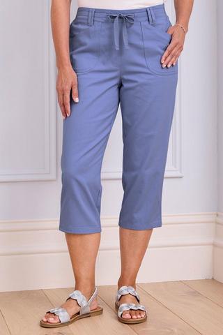 Womens Capri Trousers Cropped Pants 100% Cotton 3/4 Three Quarter