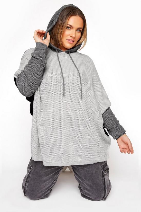 Yours Colour Block Oversized Knitted Hoodie 1