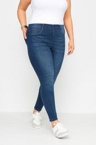 YOURS FOR GOOD Curve Mid Blue Extreme Ripped Stretch JENNY Jeggings