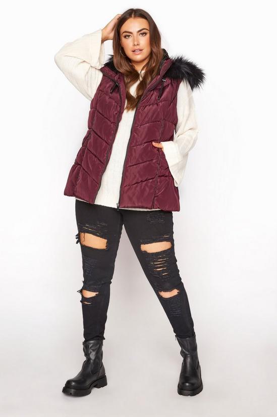 Yours Faux Fur Hood Padded Gilet 4