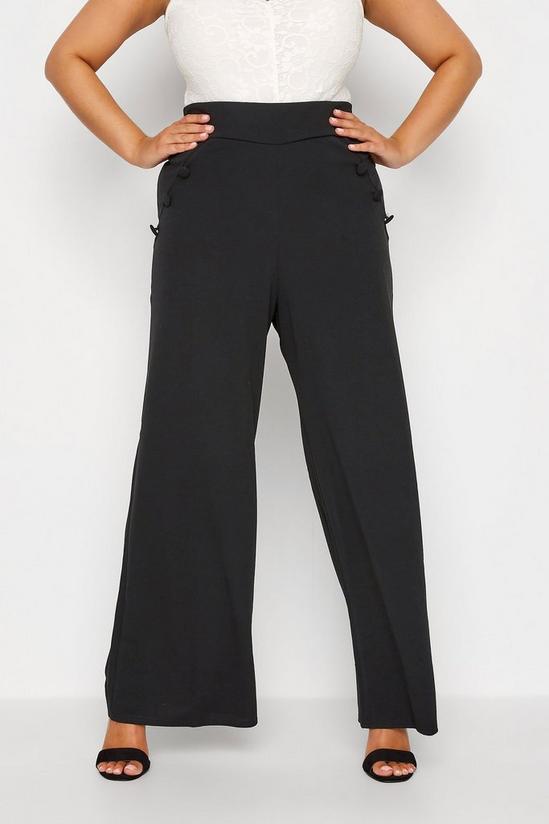 Yours Button Crepe Wide Leg Trousers 1