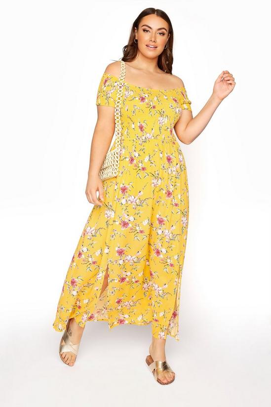 Yours Floral Shirred Bardot Midaxi Dress 4