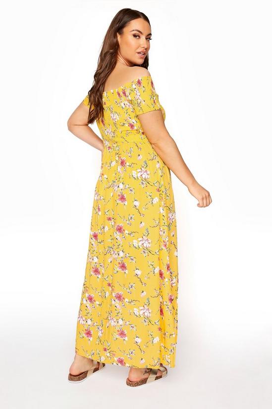Yours Floral Shirred Bardot Midaxi Dress 5