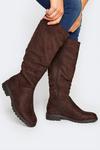 Yours Wide Fit & Extra Wide Fit Ruched Cleated Boots thumbnail 1