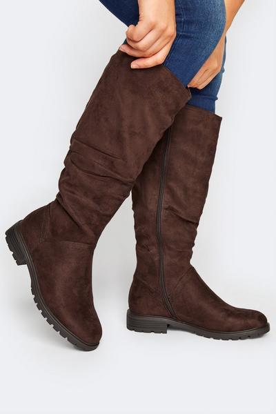 Wide Fit & Extra Wide Fit Ruched Cleated Boots