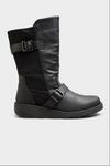 Yours Wide & Extra Wide Fit Leather Wedge Buckle Boots thumbnail 4