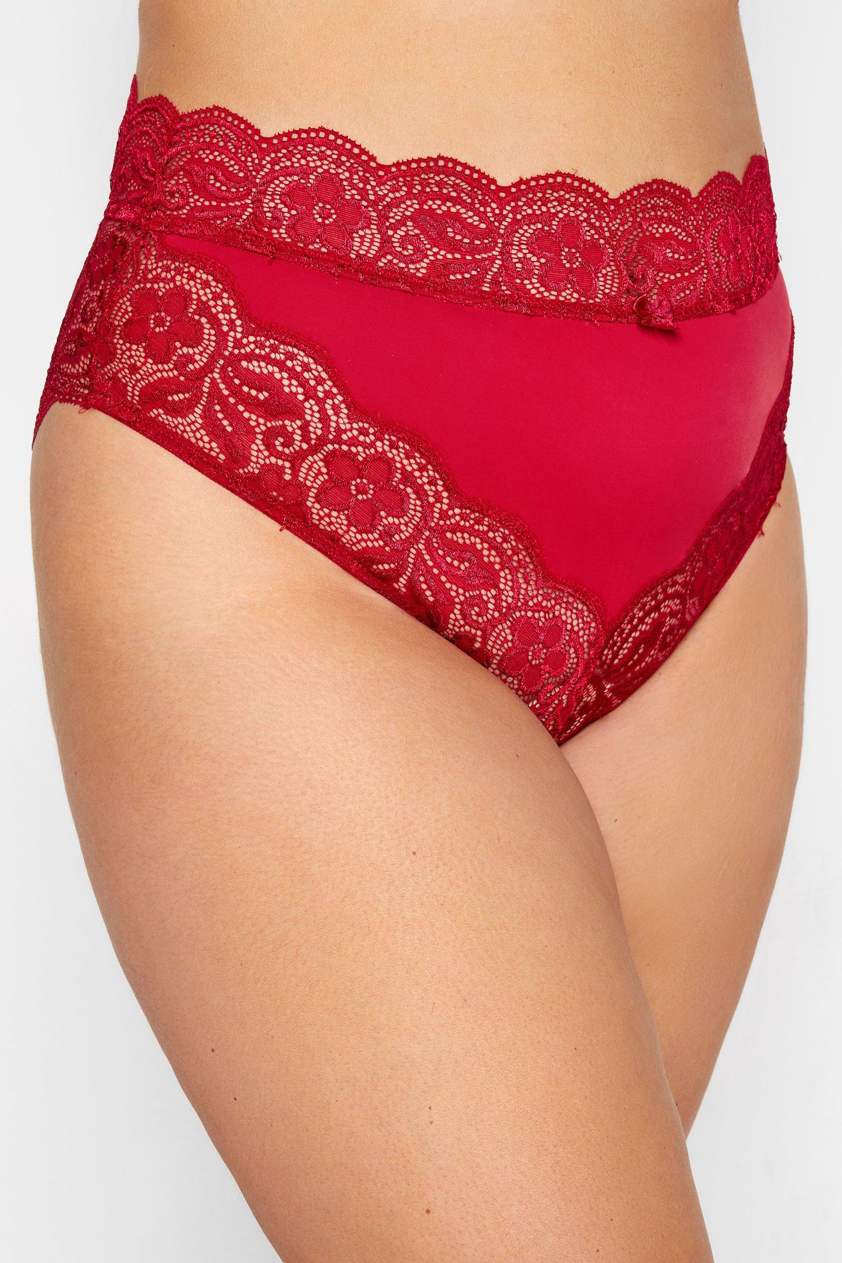 Yours Women's Lace Briefs|Size: 22-24|red