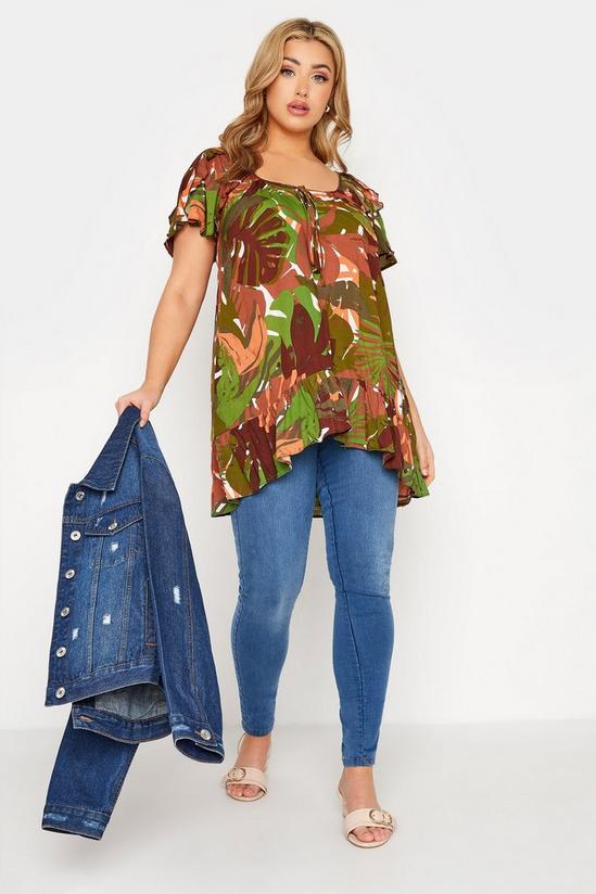 Yours Plus Size Print Frill Sleeve Blouse 4