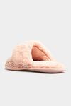Yours Extra Wide Fit Fur Bow Mule Slippers thumbnail 3