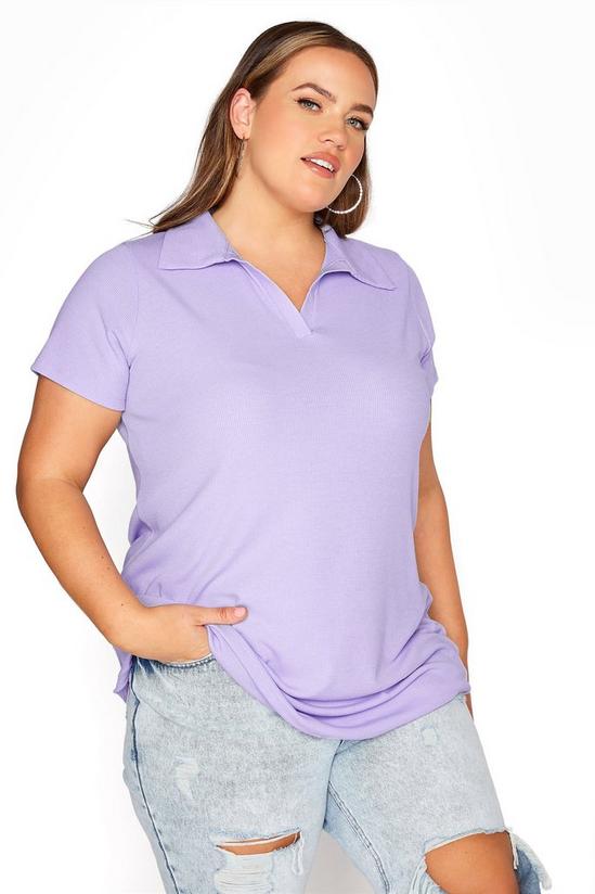 Yours Ribbed V-Neck Polo Top 1
