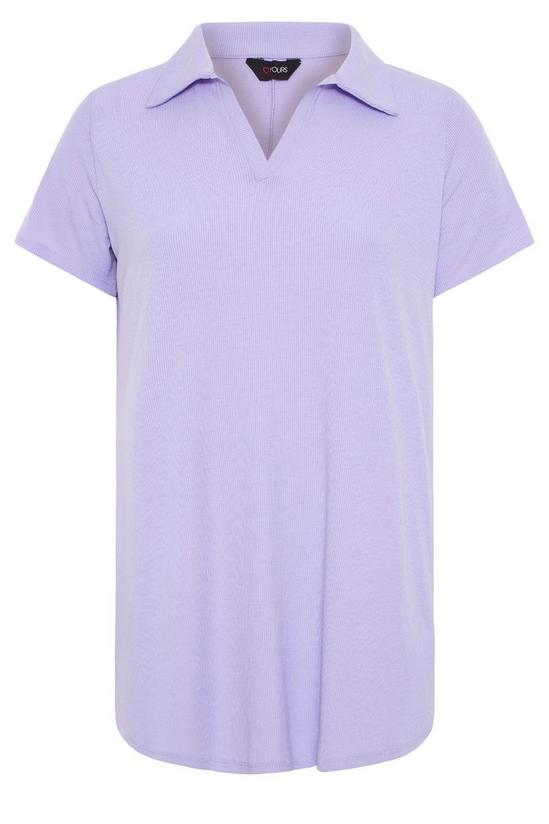 Yours Ribbed V-Neck Polo Top 2