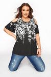 Yours Printed Cold Shoulder Top thumbnail 1