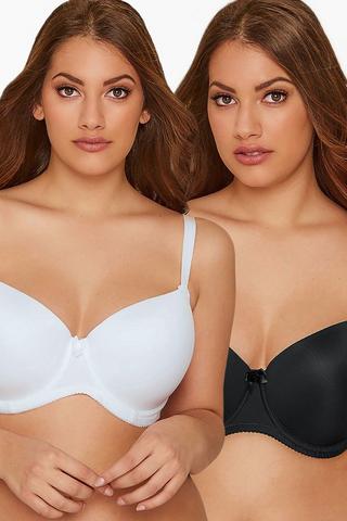 Curve Muse Women's Plus Size Full Coverage Padded Underwire Bra -2PK-IVORY,FLAME-32DDD 