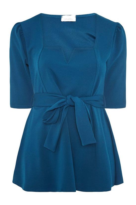 Yours Notch Neck Belted Peplum Top 2
