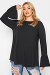 Yours Black Ribbed Flare Top thumbnail 1