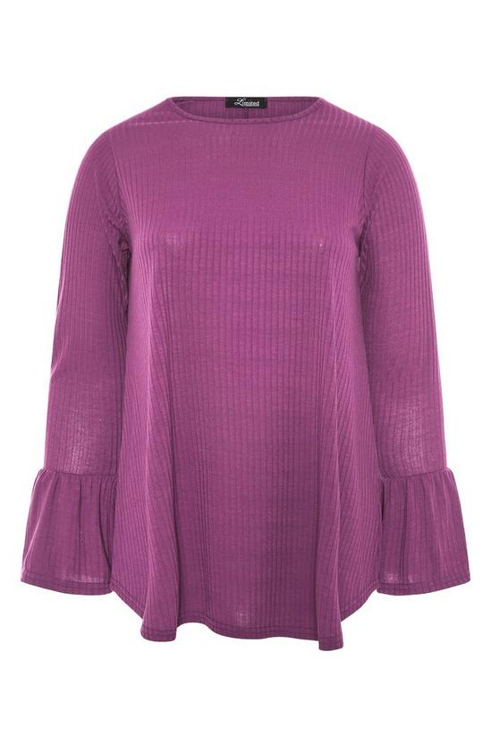 Yours Ribbed Flare Long Sleeve Top 2