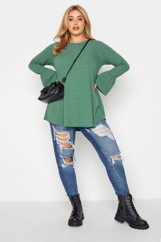 Yours Ribbed Flare Long Sleeve Top 5