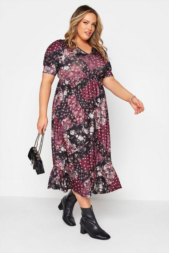 Yours Scarf Print Tiered Midi Dress 5