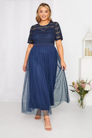 Product Lace Bridesmaid Maxi Dress Blue