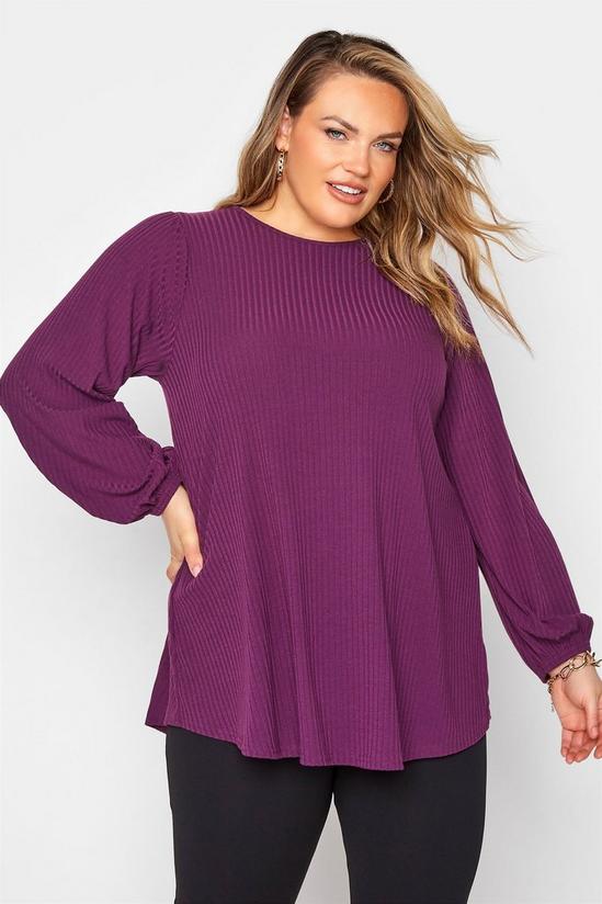 Yours Balloon Sleeve Ribbed Top 1