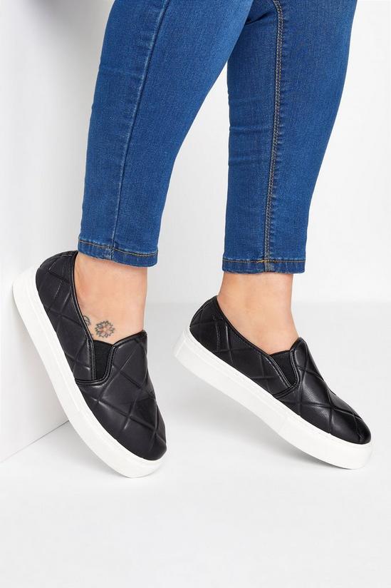 Yours Extra Wide Fit Quilted Slip-On Trainers 1