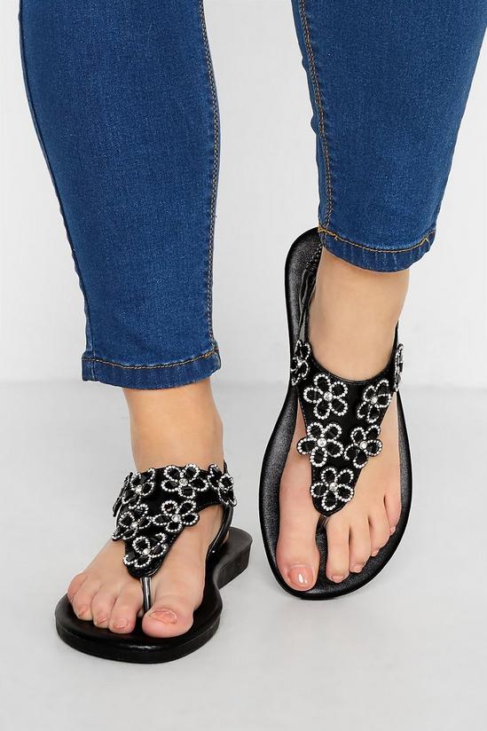 Yours Extra Wide Fit Diamante Studded Sandals 1