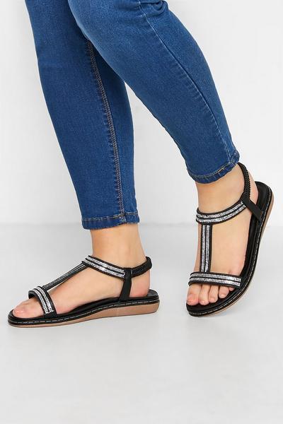 Extra Wide Fit Diamante Studded Sandals