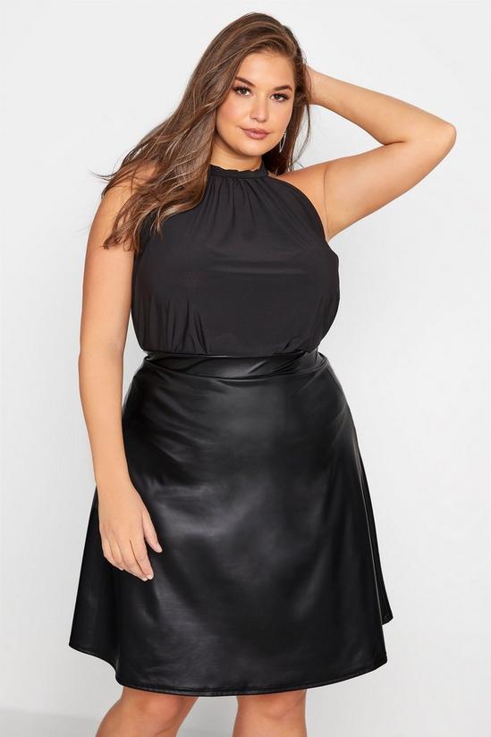 Yours Leather Look Skater Skirt 1