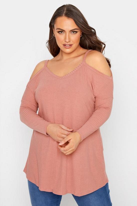 Yours Cold Shoulder Ribbed Top 1