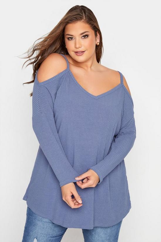Yours Cold Shoulder Ribbed Top 1