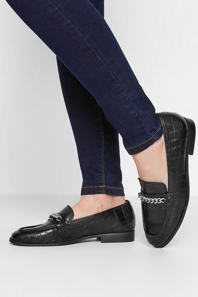 Croc Chain Detail Loafers