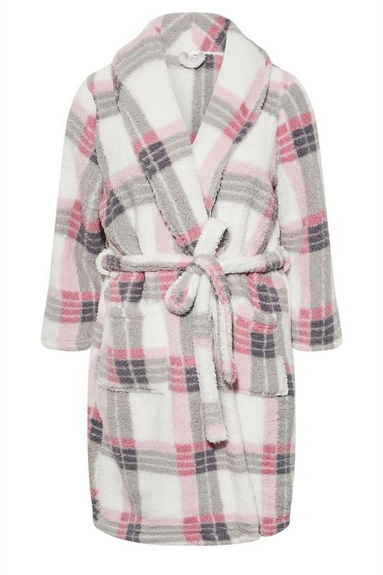 Yours White & Pink Check Dressing Gown 2
