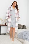 Yours White & Pink Check Dressing Gown thumbnail 4
