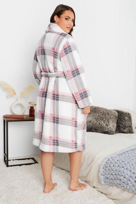 Yours White & Pink Check Dressing Gown 5