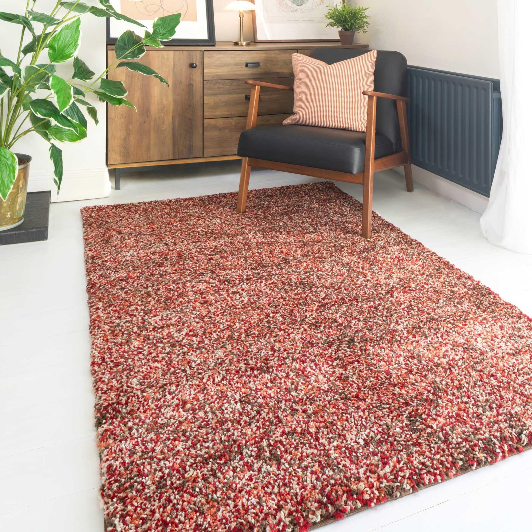 Red Brown Mottled Shaggy Rug